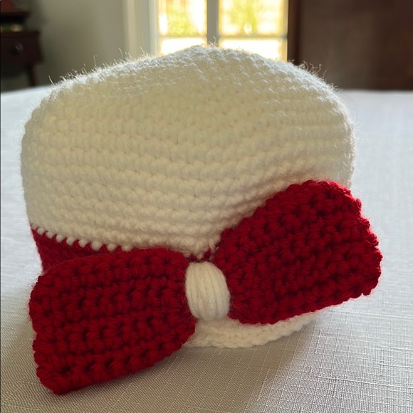 White and Red Crochet Hat - Picture 2 of 8